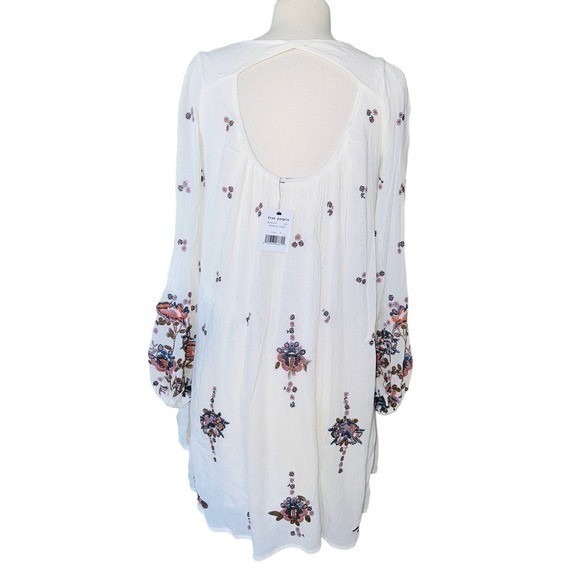 FP1 NWT Free People Oxford Embroidered Mini Dress Retail $128 Cream Ivory Small - Picture 4 of 10